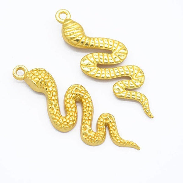 3D Snake Charms - Gold Finish