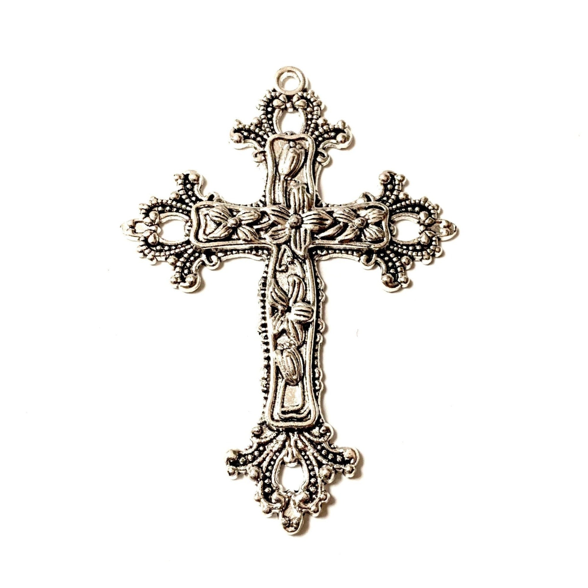 Large Cross Pendant - Antique Silver