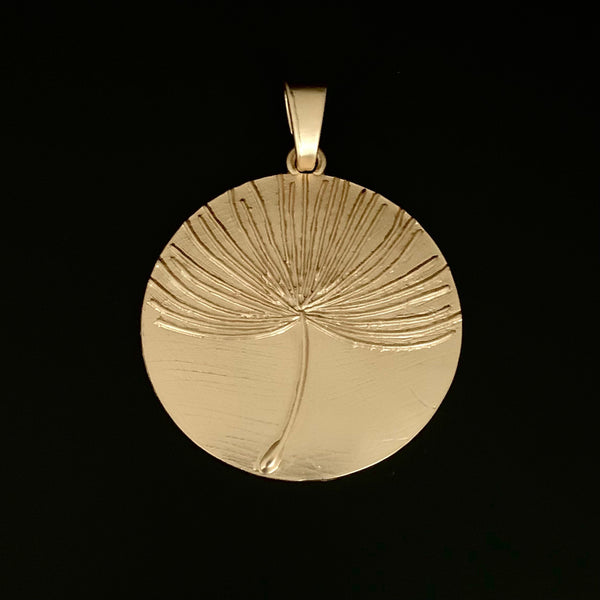 Matte Gold Boho Medallion Dandelion Flower Pendant