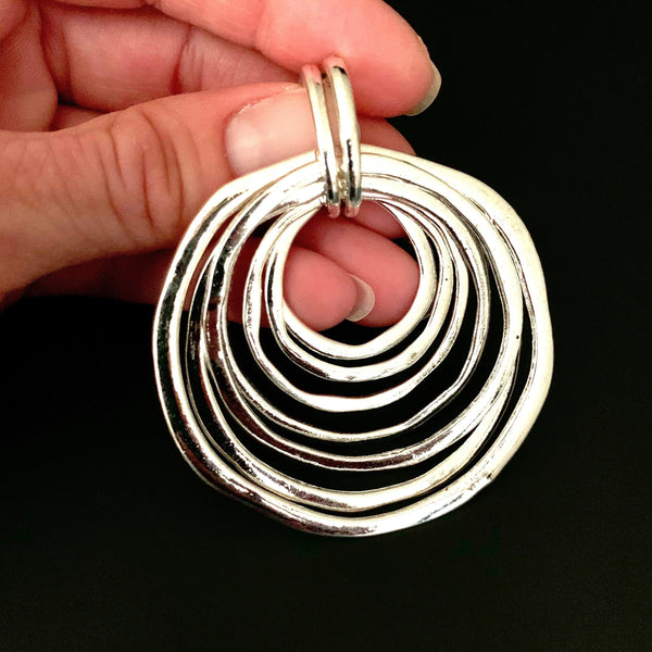 Silver Boho Open Circles Pendant