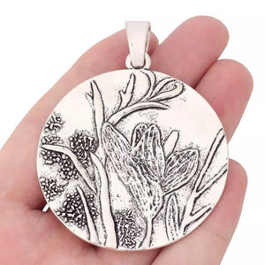 Carved Flower Pendant - Tibetan Silver