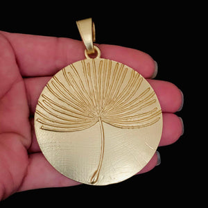 Matte Gold Boho Medallion Dandelion Flower Pendant