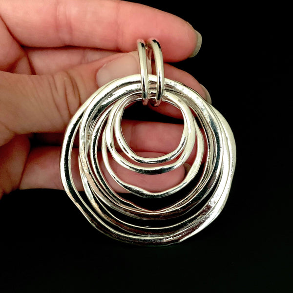 Silver Boho Open Circles Pendant
