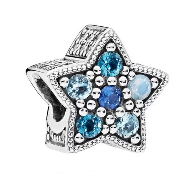 925 Sterling Silver - Bright Star Charm - Fits Pandora Charm Bracelets