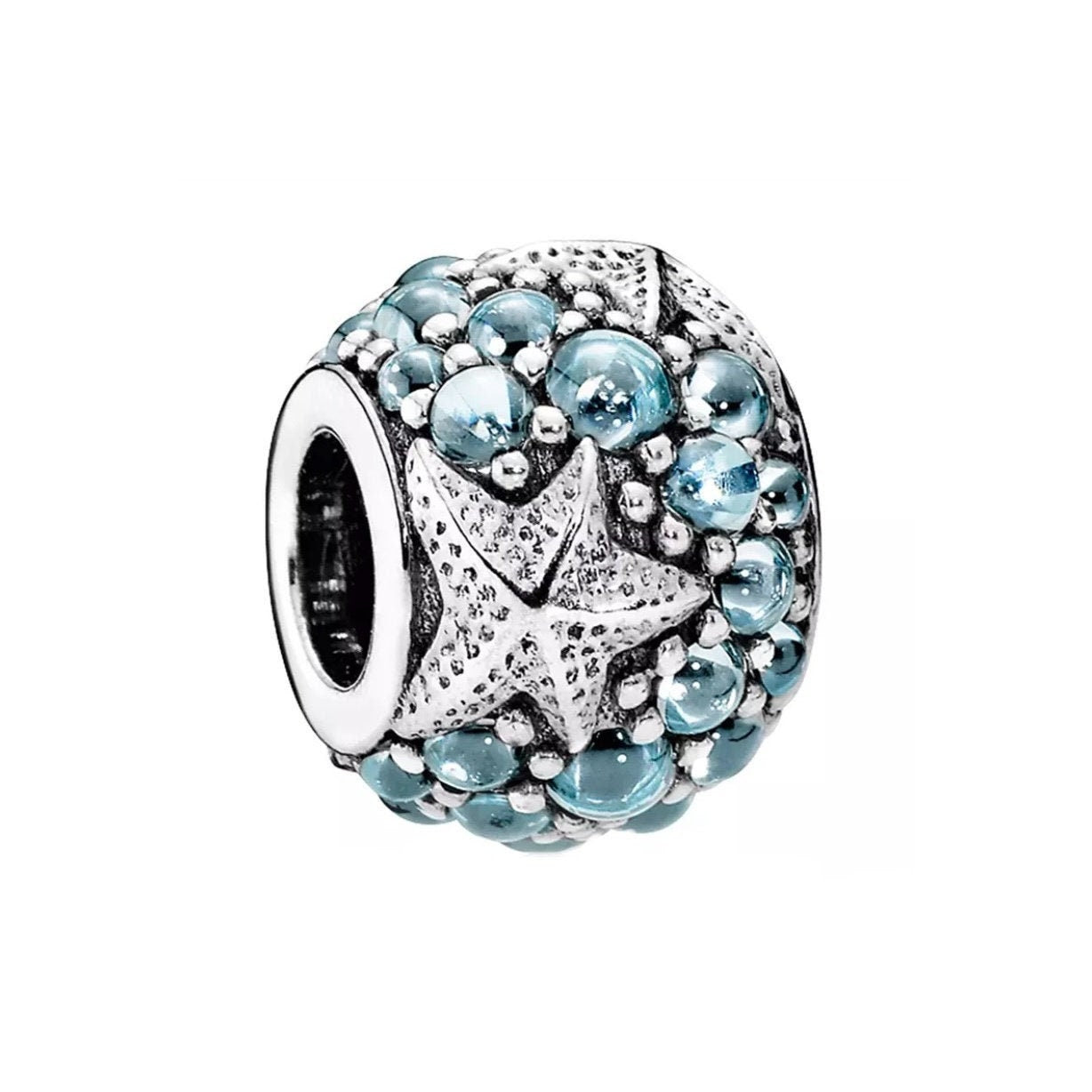 925 Sterling Silver - Blue Oceanic Starfish Charm - Fits Pandora Charm Bracelets