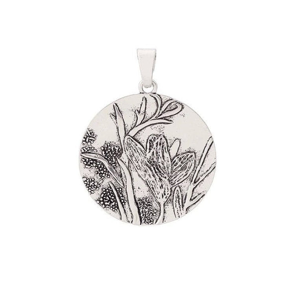 Carved Flower Pendant - Tibetan Silver