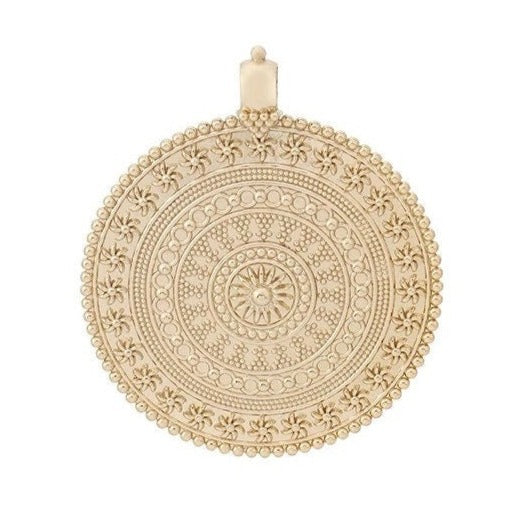 Matte Gold Boho Medallion Flower Pendant - XL Pendant - Beautiful detail!