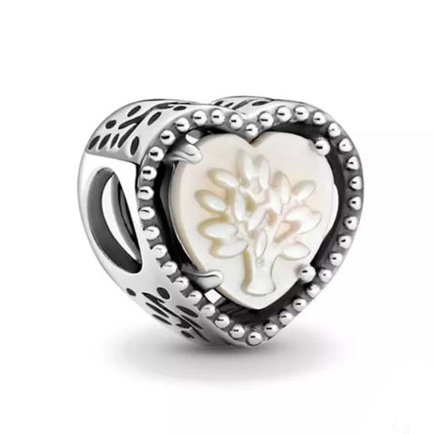 925 Sterling Silver - Openwork Heart & Family Tree - Fits Pandora Charm Bracelets
