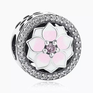 925 Sterling Silver Magnolia Bloom Charm - Fits Pandora Charm Bracelets