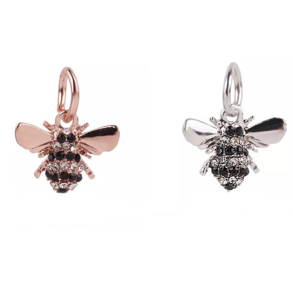 CZ Pave Bee Charms, Silver or Rose Gold Finish - Fit for Pandora Bracelets