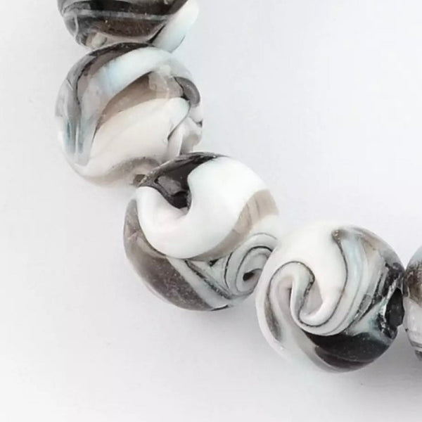 2 Lampwork Beads - 14mm Handmade Swirled Glass Beads - Available in 5 colors