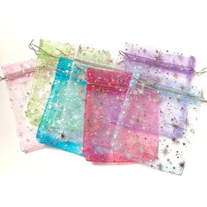 10 Star Organza Gift Bags - Jewelry Pouch - Small Party Favor Bags - 9x12cm