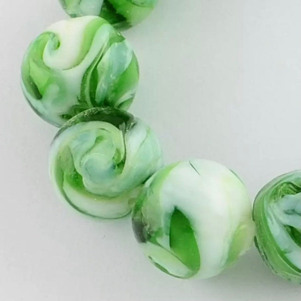 2 Lampwork Beads - 14mm Handmade Swirled Glass Beads - Available in 5 colors