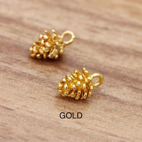 10 Pinecone Charms - 3D - Available in Gold, Rose Gold, and Silver