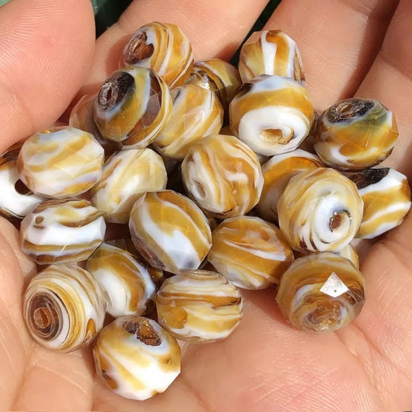 5 Murano, Faceted, Floral Lampwork Beads - 12mm