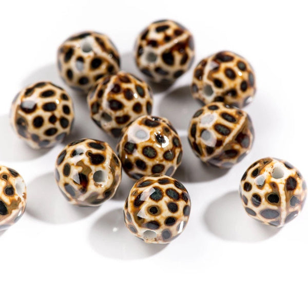 15mm Ceramic Beads - Leopard Print - 2 Beads