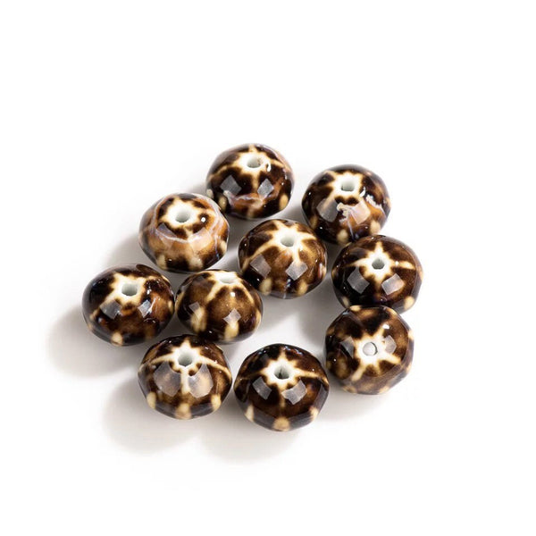 2 pcs - 15mm Ceramic Beads - Large Irregular Shape Boho Style Beads - 4 color variations