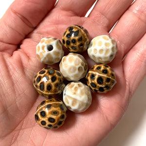 15mm Ceramic Beads - Leopard Print - 2 Beads