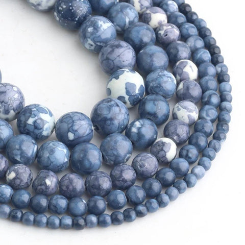10 Rain Flower Stone Beads - Natural Blue - 4/6/8/10/12mm