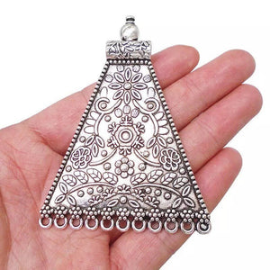 Connector Pendant - Bohemian Tribal/Ethnic  - Extra Large - Antique Silver
