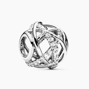 925 Sterling Silver Galaxy Openwork Charm with CZ Crystals - Fits Pandora Charm Bracelets