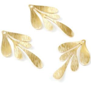 Brass Textured Leaf Charms -  Leaf Shaped Raw Brass Pendant - Earring Findings - Medium Size