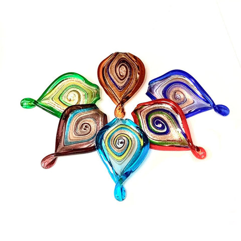 XL Lamp work Pendants - Handmade, Beautiful Colors with Gold Sand Swirls - Drop Pendant
