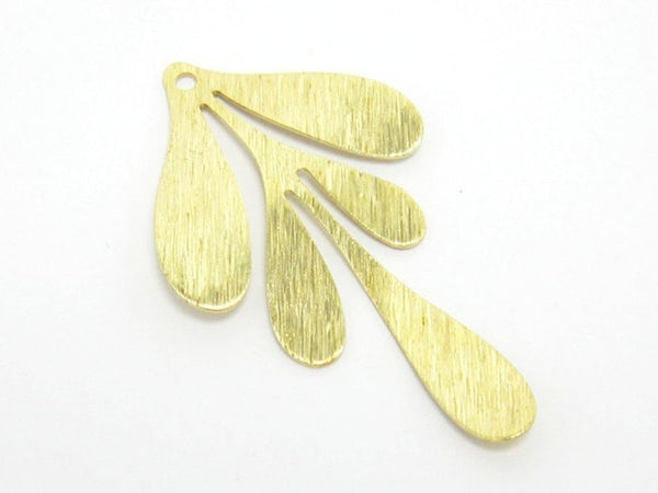 Brass Textured Leaf Charms - Raw Brass Pendants - Earring Findings - Large Size