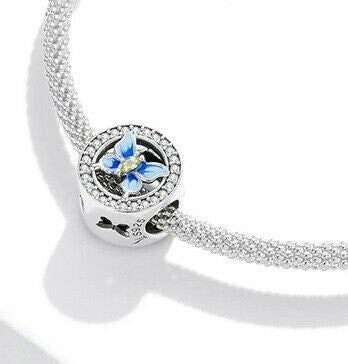 925 Sterling Silver - Dazzling Blue Butterfly Charm - Fits Pandora Charm Bracelets