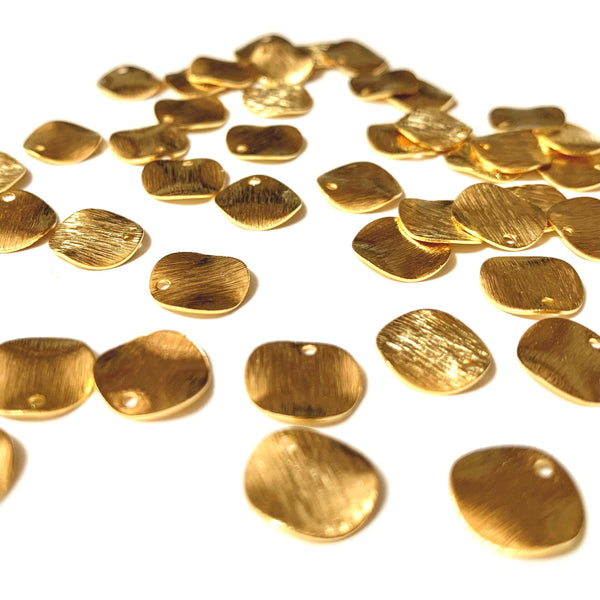 24K Gold Plated Brass Charms - Round Charms/Tags - 10mm