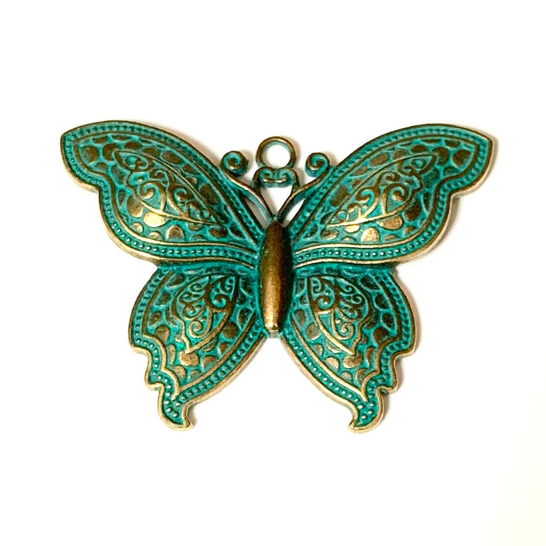 Large Butterfly Pendant - Patina Finish