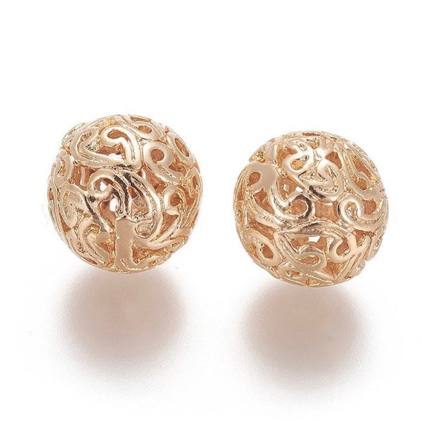 5 Round Spacer Beads -18K Gold Plated Brass - 10mm