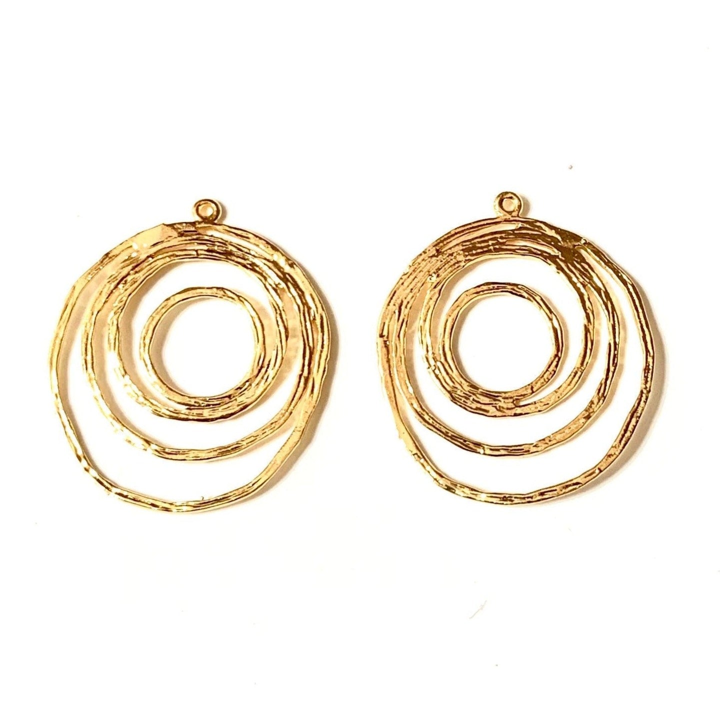 4 Earring Connectors - 18K Gold Plated Brass - 30mm