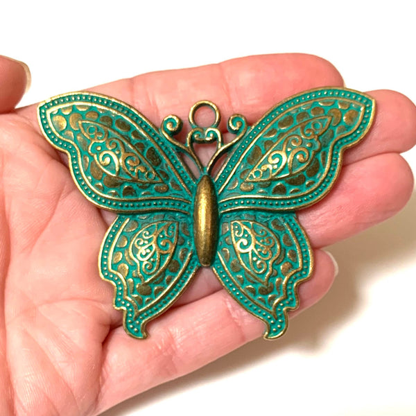 Large Butterfly Pendant - Patina Finish