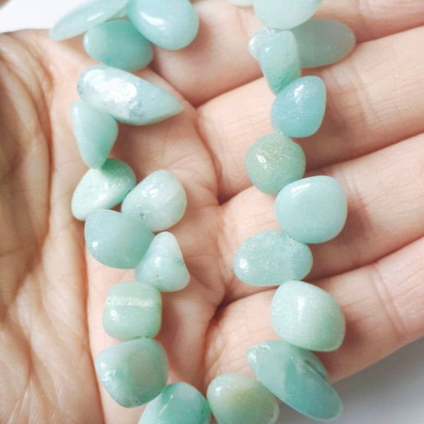 Natural Amazonite Beads - Irregular Shape - Aquamarine - One Full 15" Strand - Approx. 45-50 Beads