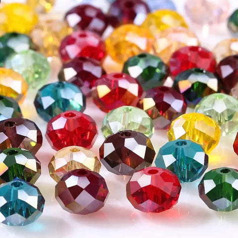Rondelle Faceted Czech Crystal Glass Beads - Mixed Colors - 4/6/8mm Beads
