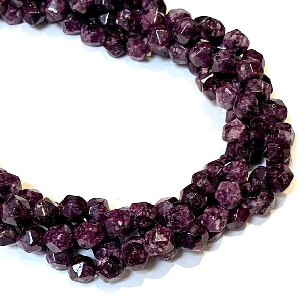 Purple Jasper Star Cut Beads - Size 8mm - One Full 14" Strand - Approx. 47 pieces