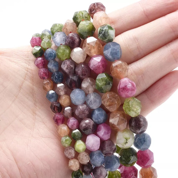 Colorful Tourmaline Faceted Beads - Full 15" Strand - 6/8/10mm