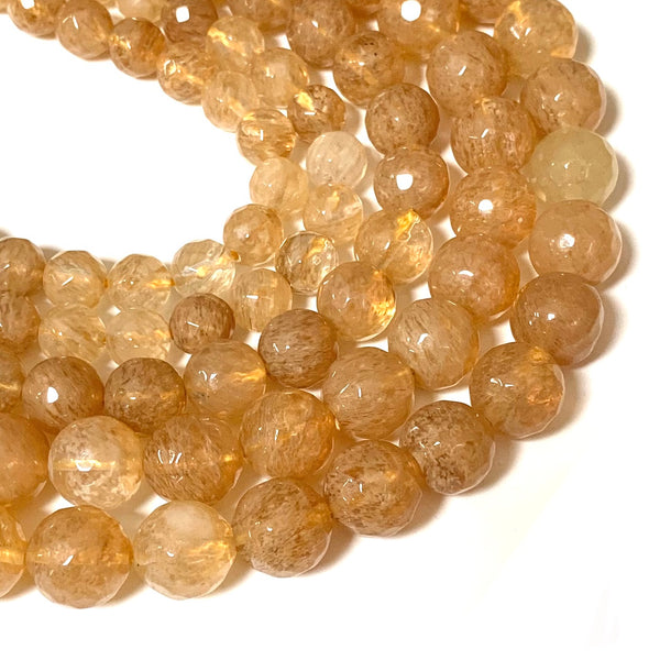 Faceted Citrine Quartz Beads - Sizes 4/6/8/10/12mm - One Full 15" Strand