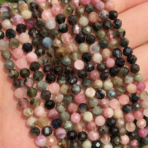 AA 4mm Colorful Tourmaline Faceted Beads - Full 15" Strand Approx. 92 Beads