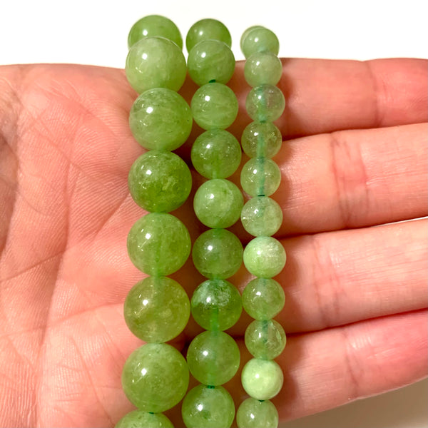 Green Peridot Natural Stone Beads - Size 6/8/10mm - One Full 15" Strand