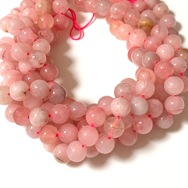 8mm Natural Rose Quartz Smooth Round Beads - Full 15" Strand Approx. 46 Beads