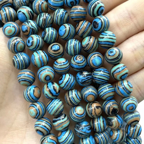 Blue Lace Malachite Round Beads - Full Strand - 4/6/8/10/12mm