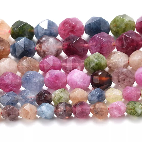 Colorful Tourmaline Faceted Beads - Full 15" Strand - 6/8/10mm