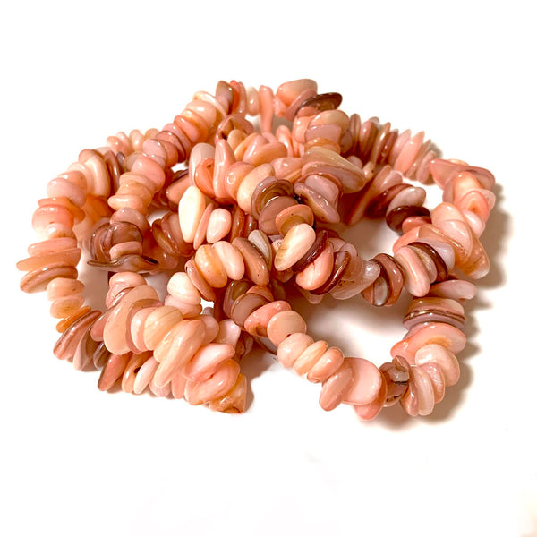 Pink Shell Chip Beads - Irregular Freeform Shape - Size Range 5-10mm - 30" Strand/Approx. 280 Beads