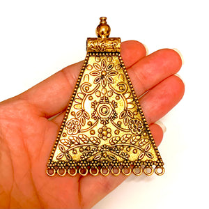 Connector Pendant - Bohemian Tribal/Ethnic  - Extra Large - Antique Gold