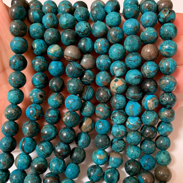 Natural Ocean Jasper Round Beads - 8mm - Full Strand Approx. 49 pieces