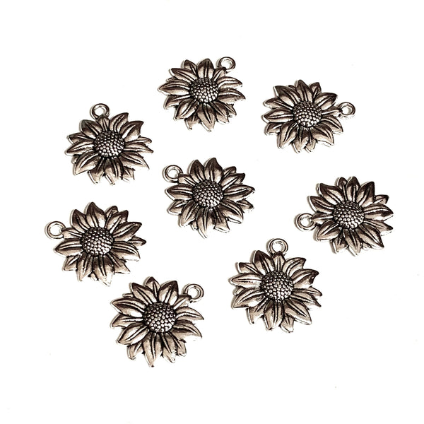 Sunflower Charms - Antique Silver - Beautiful Detail