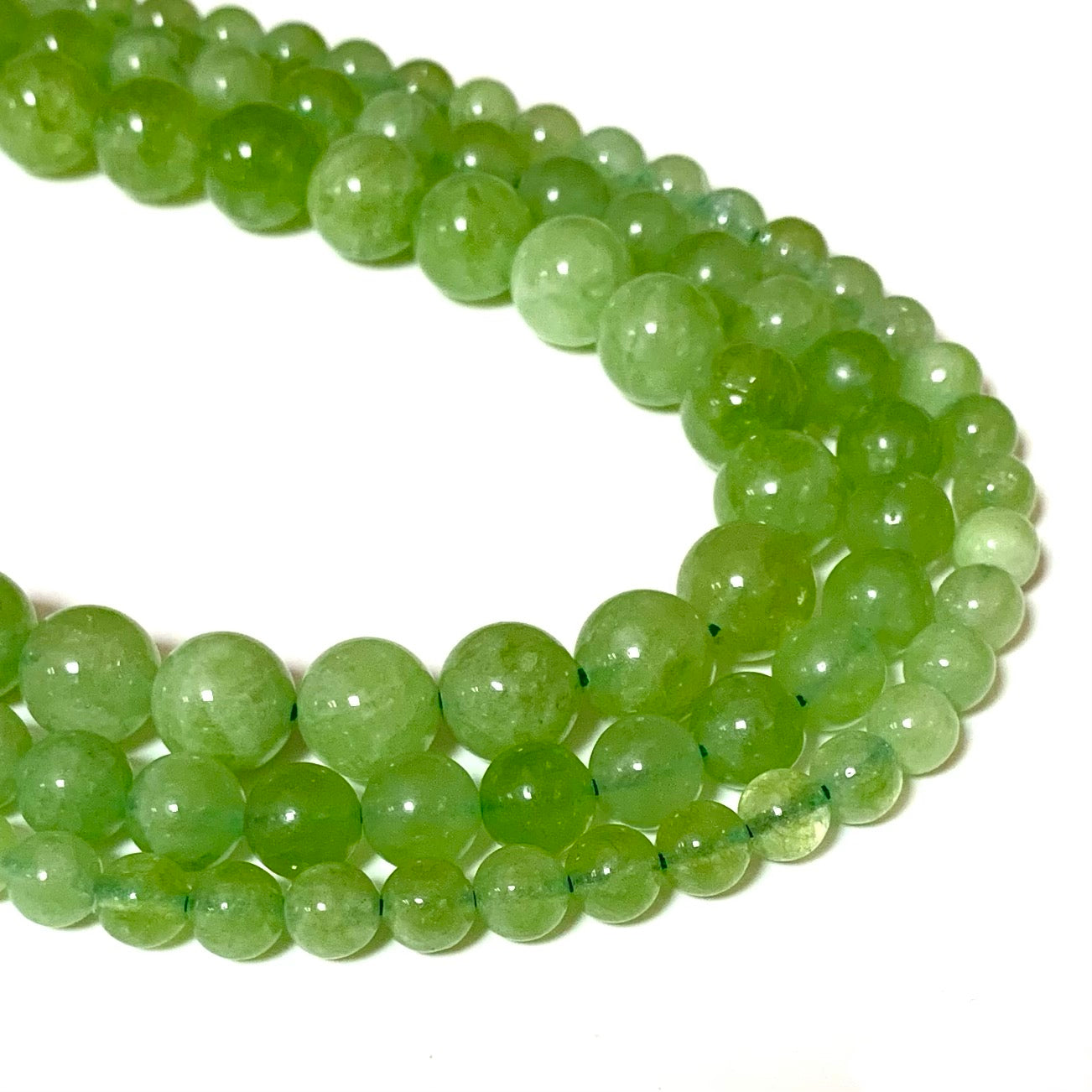 Green Peridot Natural Stone Beads - Size 6/8/10mm - One Full 15" Strand