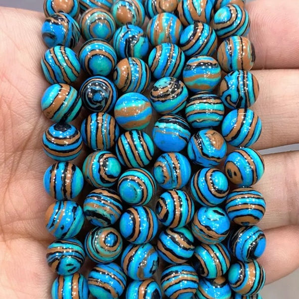 Blue Lace Malachite Round Beads - Full Strand - 4/6/8/10/12mm